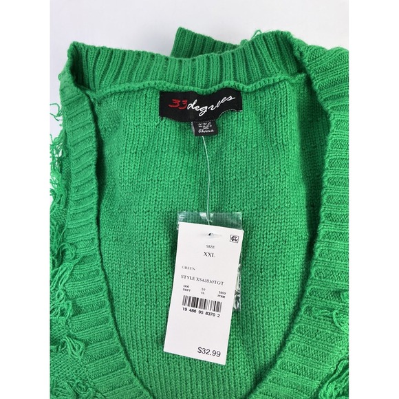 33 Degrees Christmas Loop Green Festive Ugly Sweater Ornament Cardigan XXL NWT - Picture 13 of 14